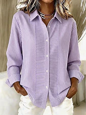 Women's Classic Button-Up Striped Blouse