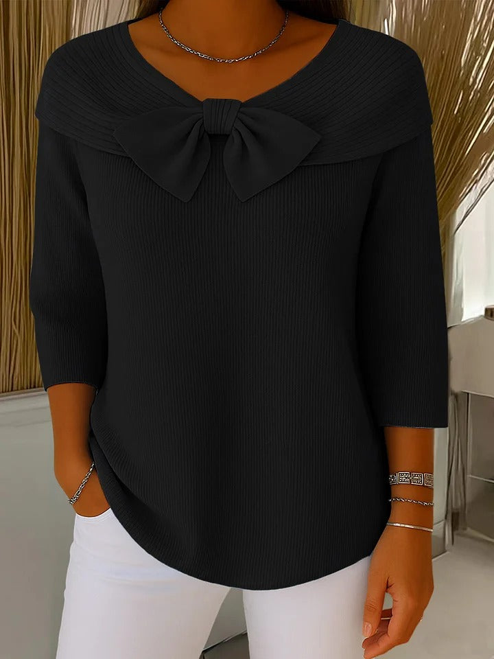 Women's Crew Neck Sweater with Bow
