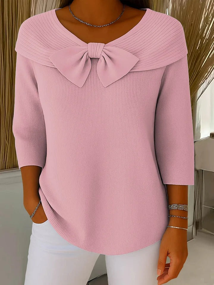 Women's Crew Neck Sweater with Bow