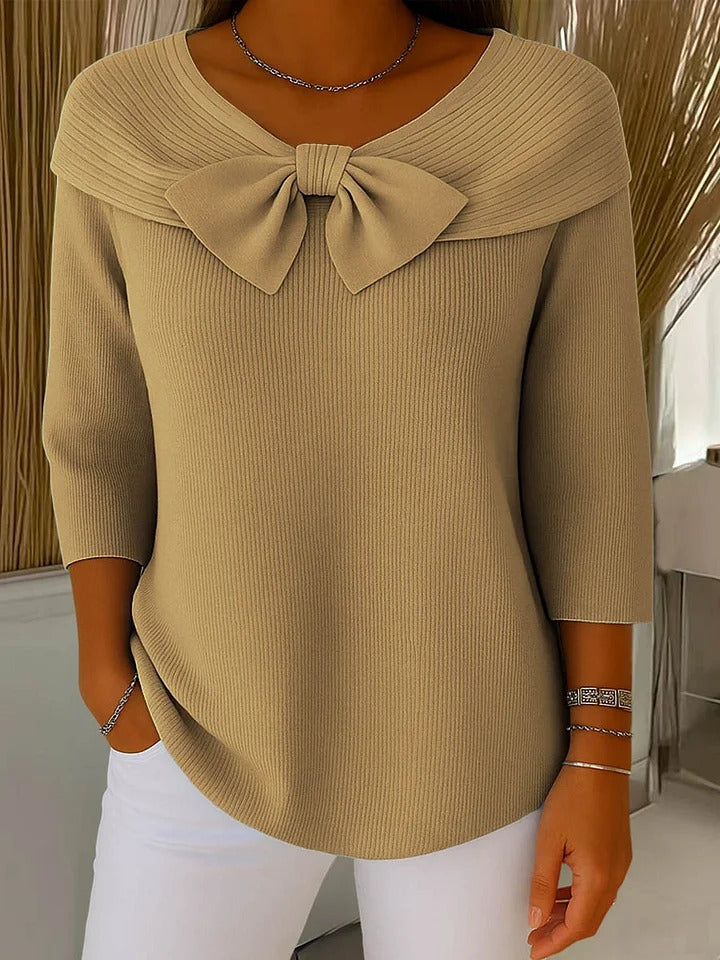 Women's Crew Neck Sweater with Bow