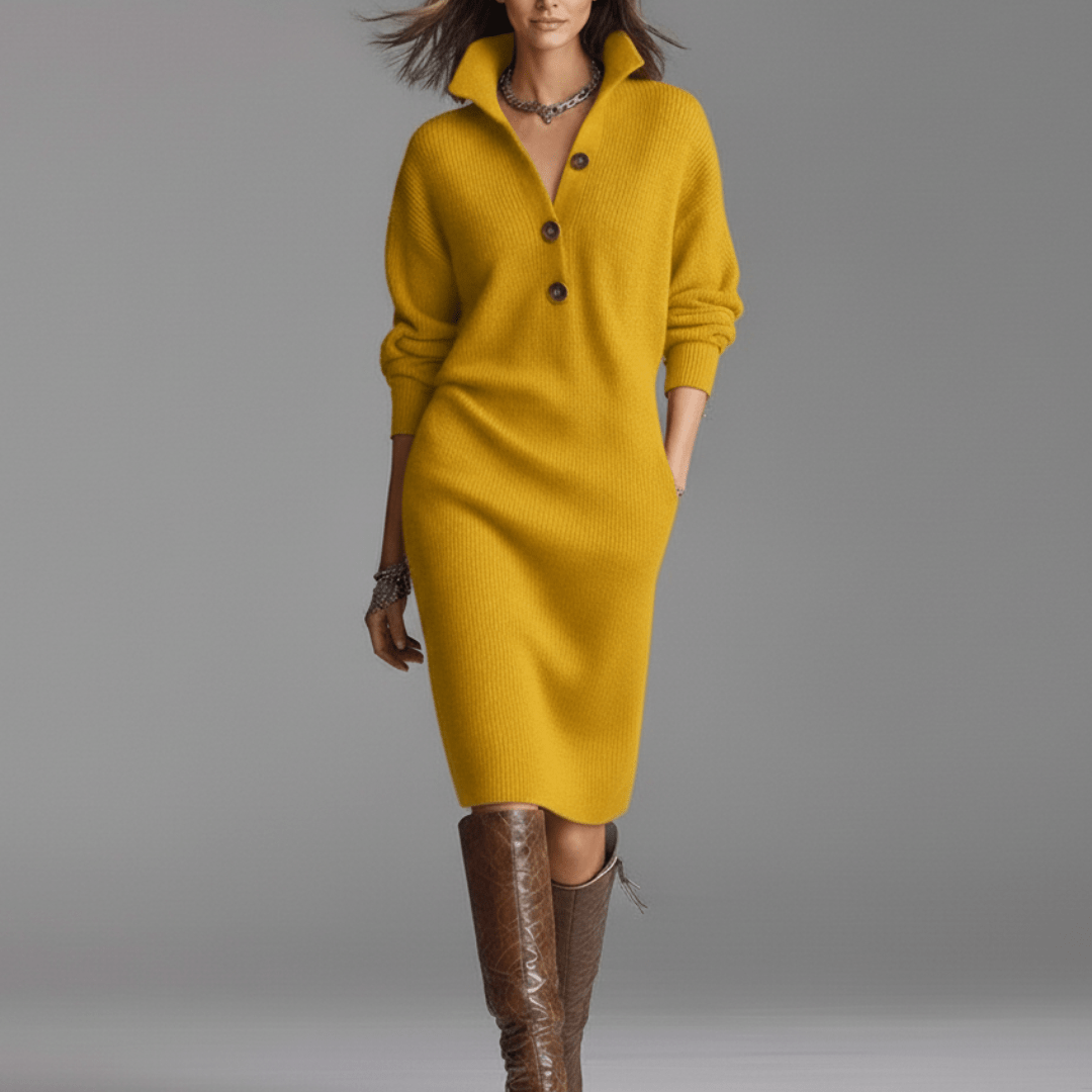 Women's Elegant Button Winter Dress
