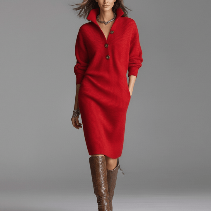 Women's Elegant Button Winter Dress