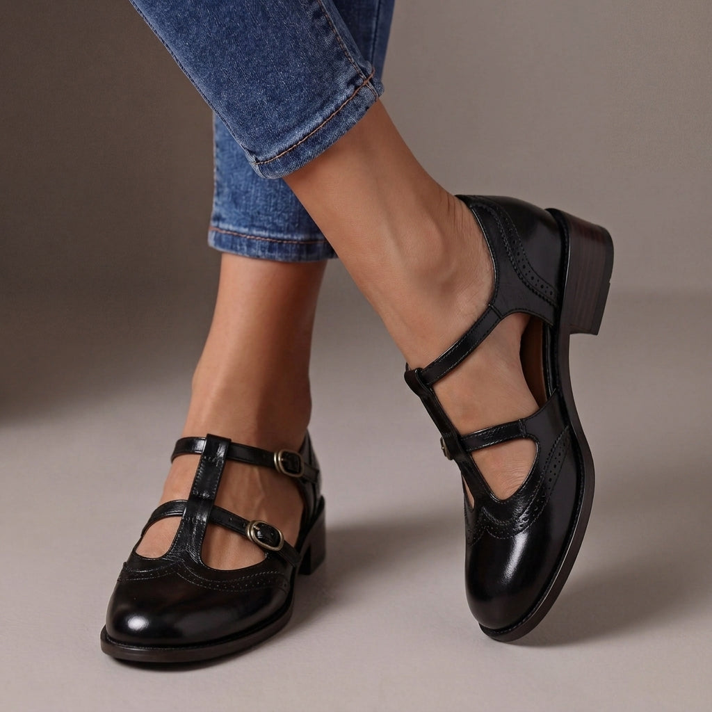 Perforated Strappy Mary Janes