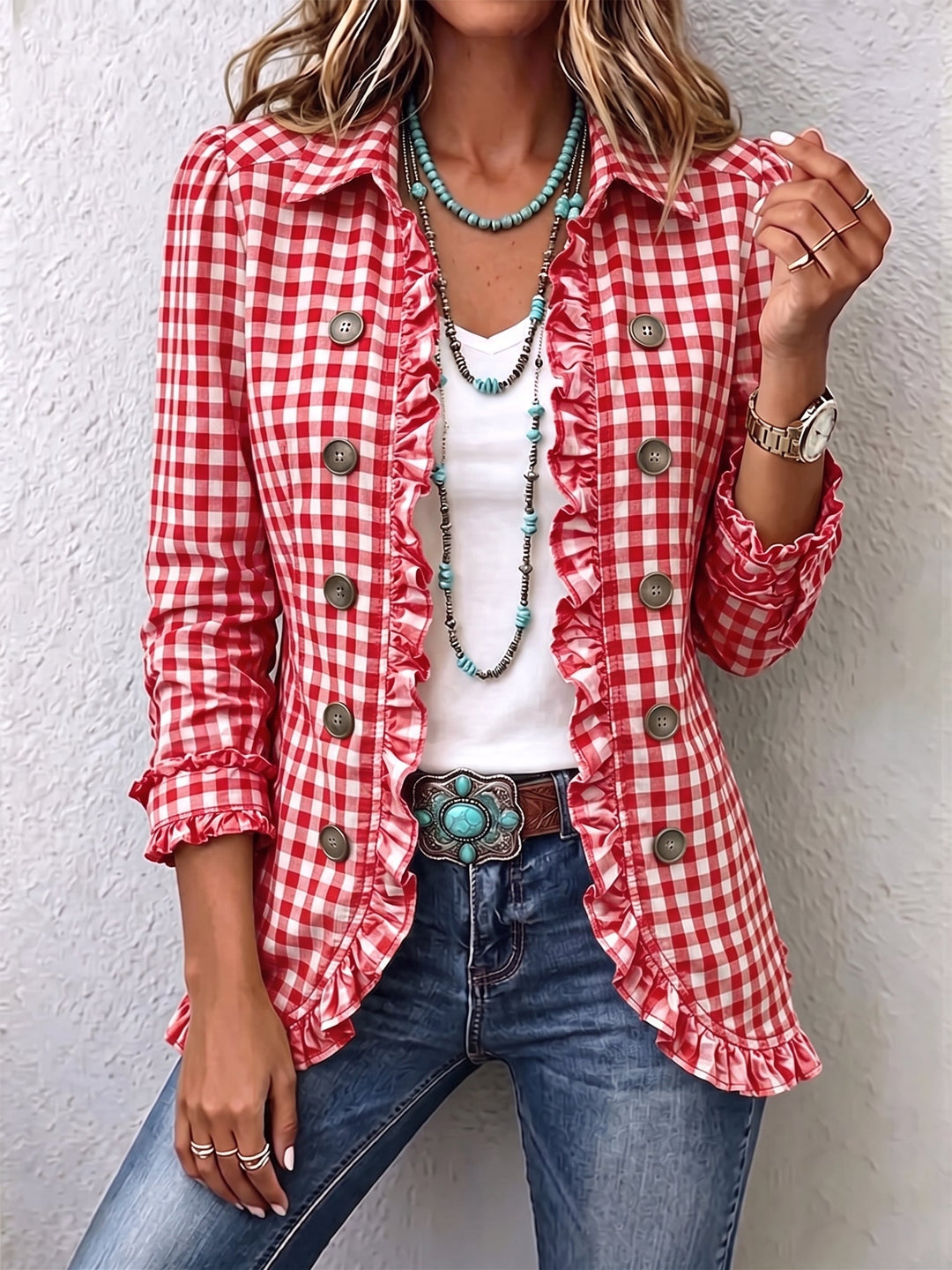 Gingham Jacket with Ruffles – product image 3