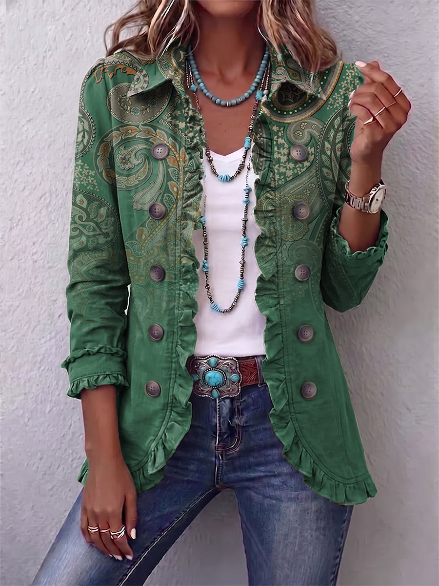 Green Paisley Jacket with Ruffles – product image