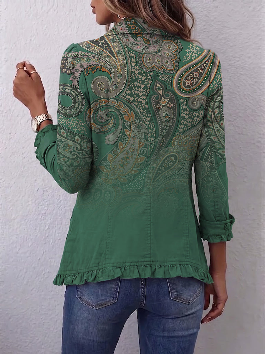 Green Paisley Jacket with Ruffles – product image 2