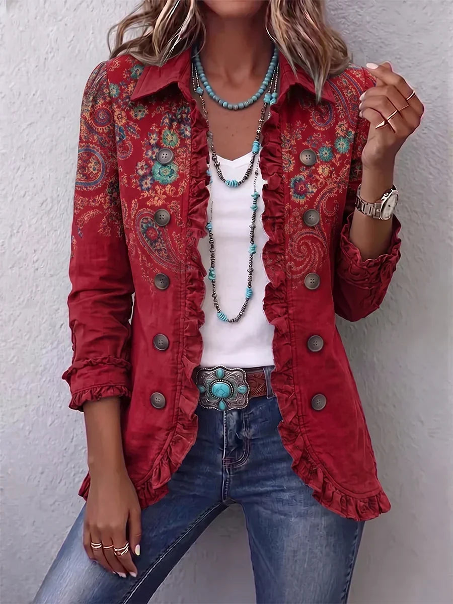Red Double-Breasted Paisley Jacket – product image
