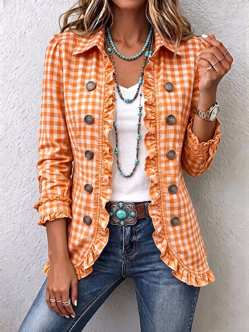 Gingham Jacket with Ruffles – product image 2