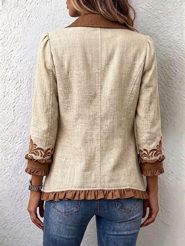 Open-Front Jacket with Floral Embroidery and Ruffles – product image 2