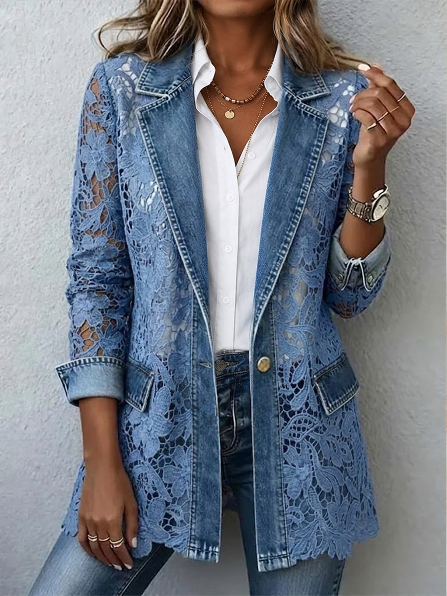 Fitted Floral Blazer with Gold Button – product image