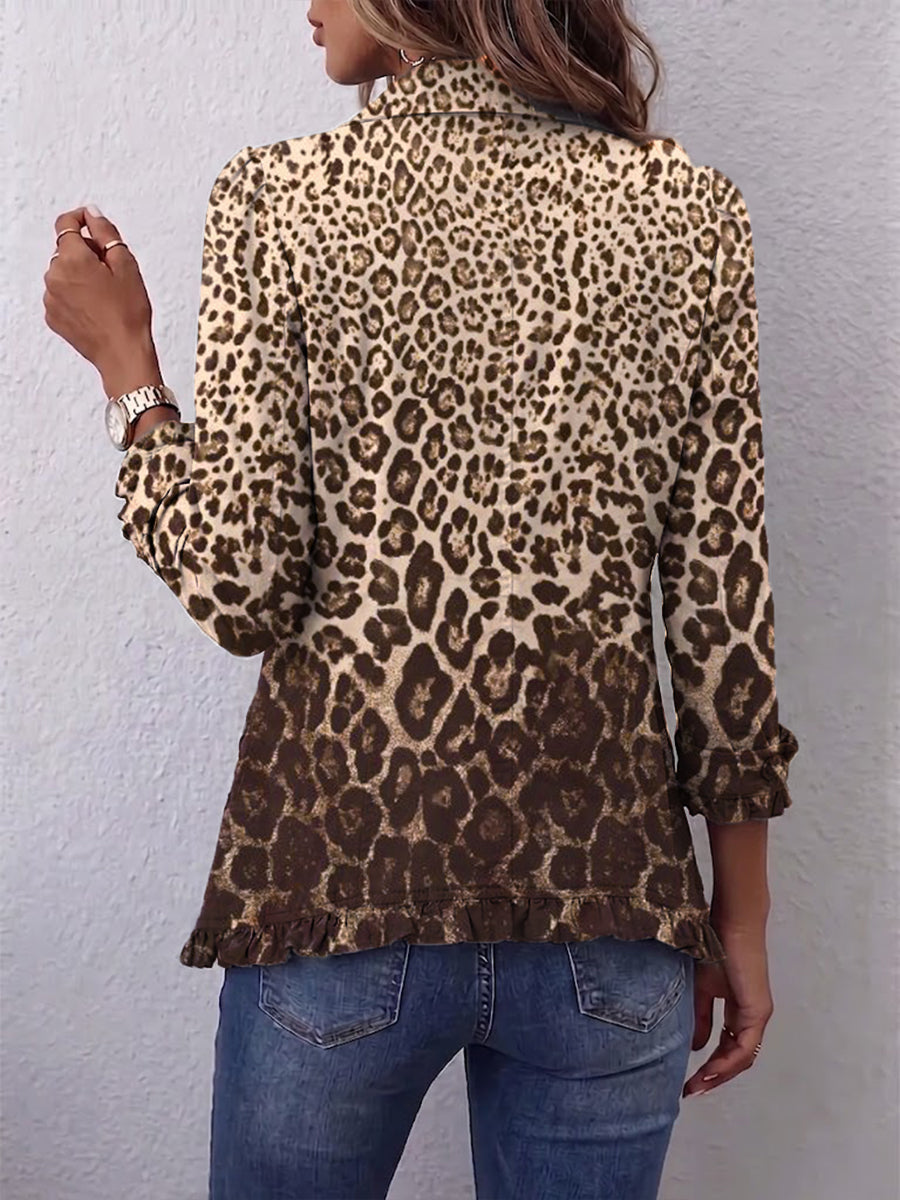 Multicolor Leopard Jacket with Ruffles – product image 2
