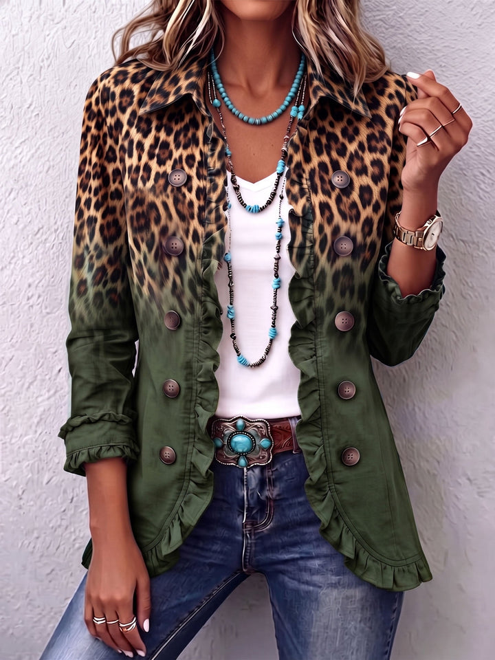 Ombré Leopard Blazer with Ruffles – product image 7