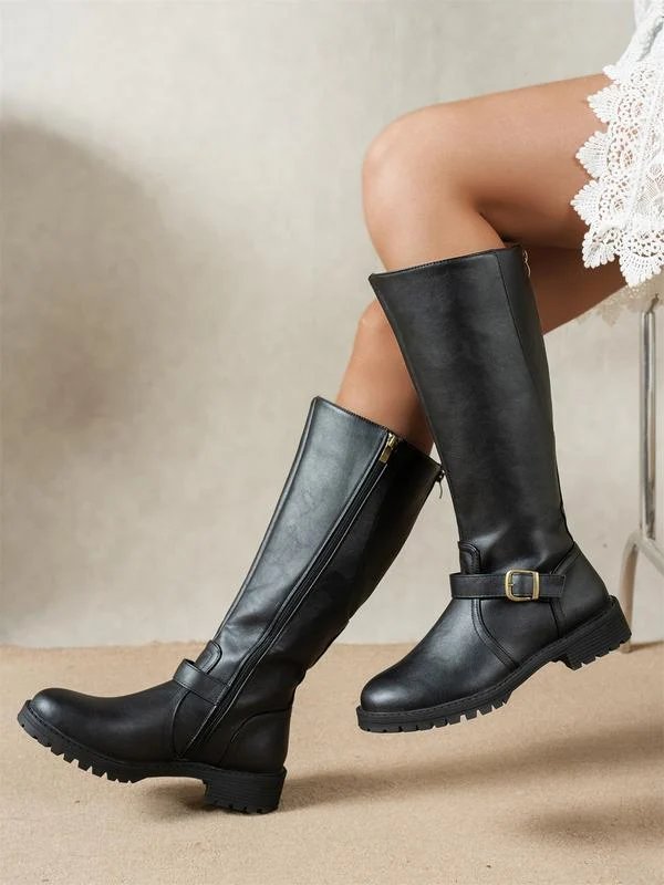 Women's Knee-High Boots with Side Zip