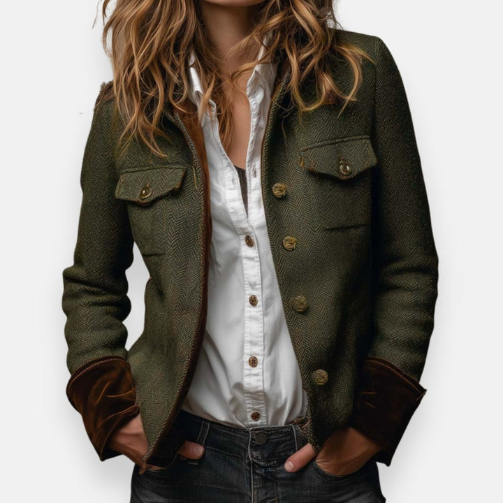 Women's Military-Style Herringbone Jacket