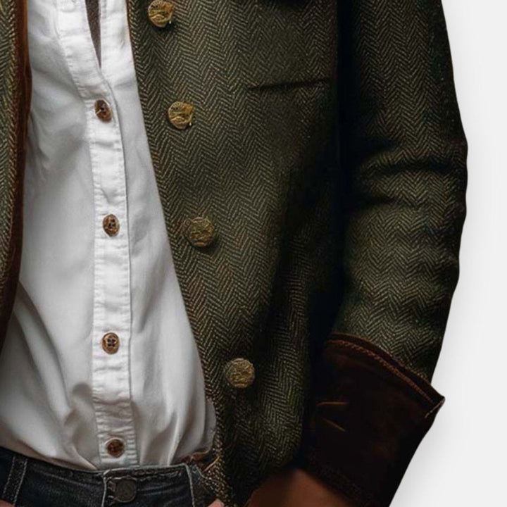 Women's Military-Style Herringbone Jacket