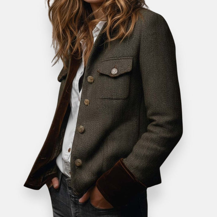 Women's Military-Style Herringbone Jacket