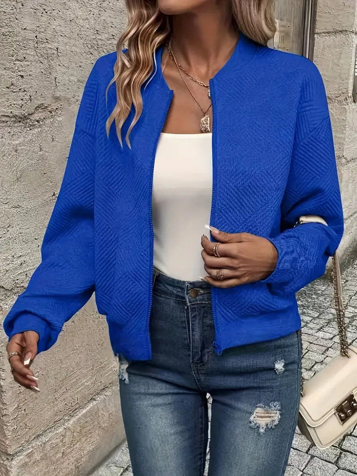 Women's Textured Zip-Up Bomber Jacket