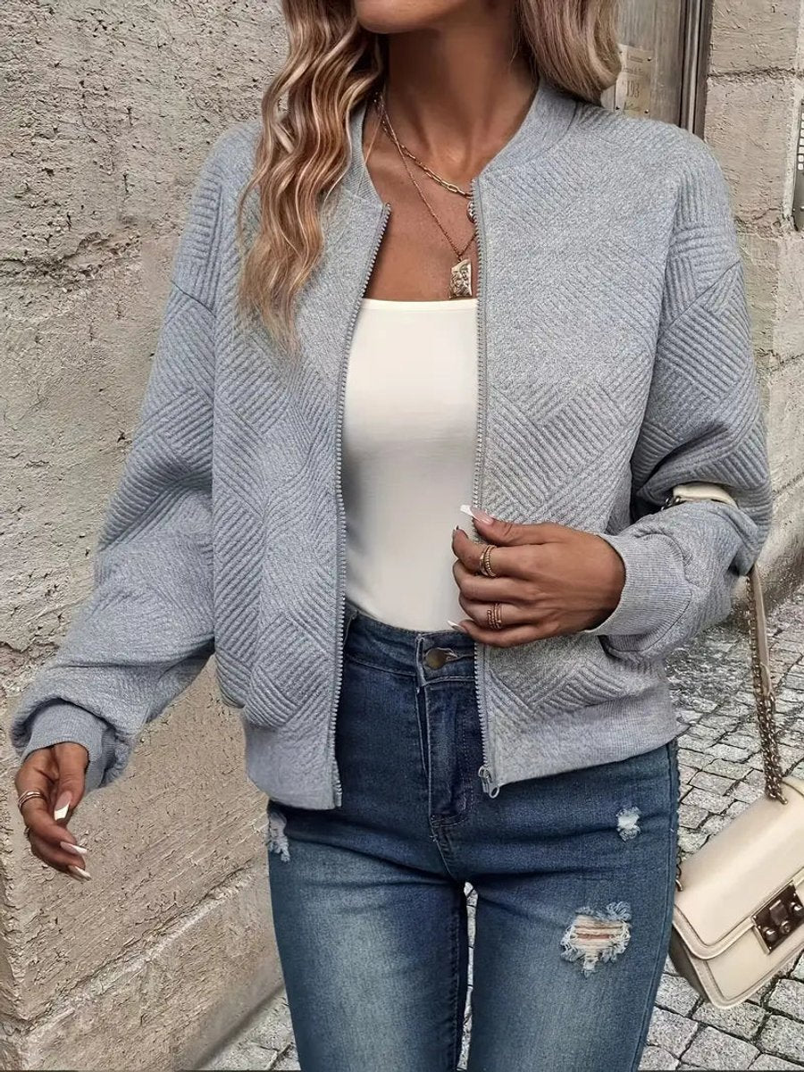 Women's Textured Zip-Up Bomber Jacket