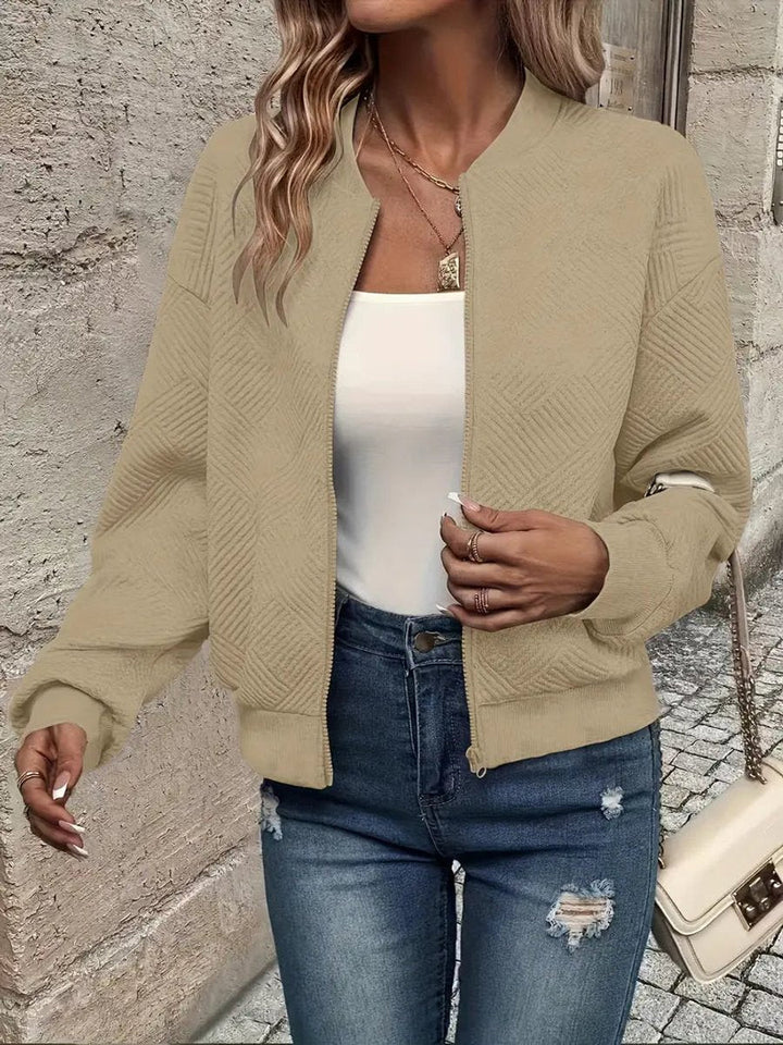 Women's Textured Zip-Up Bomber Jacket