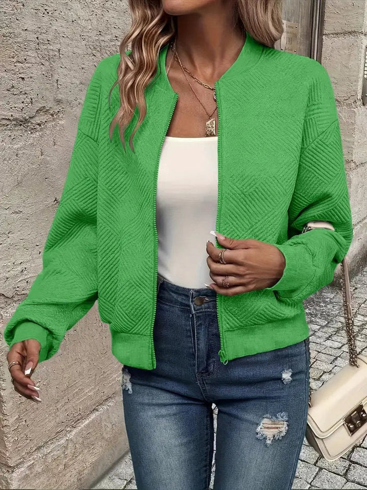 Women's Textured Zip-Up Bomber Jacket