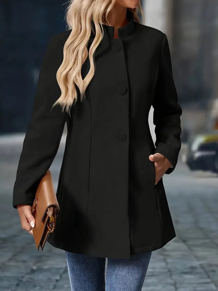 Women's Elegant Stand-Collar Long Blazer