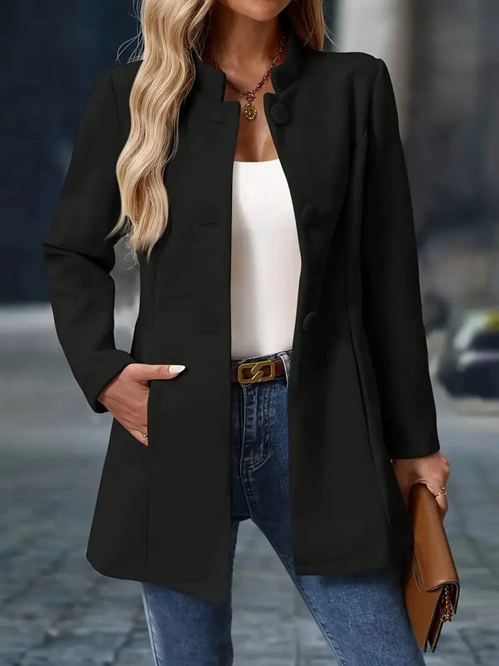 Women's Elegant Stand-Collar Long Blazer