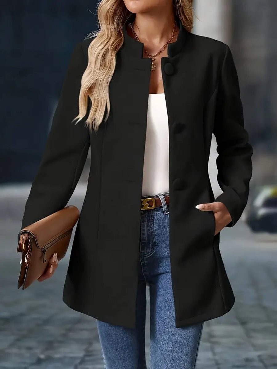 Women's Elegant Stand-Collar Long Blazer