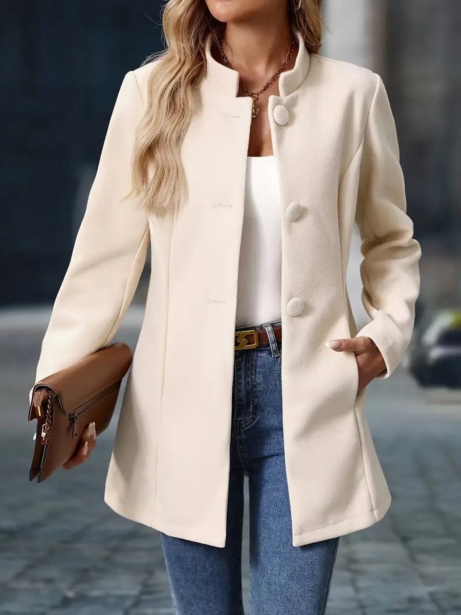 Women's Elegant Stand-Collar Long Blazer
