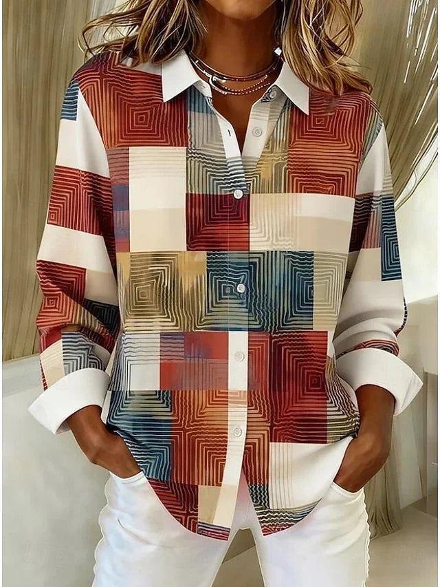 Women's Button-Up Patchwork Blouse